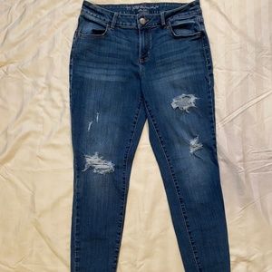 m jeans by maurices Everflex  Mid Fit Mid Rise Dark Wash Jean Large Long